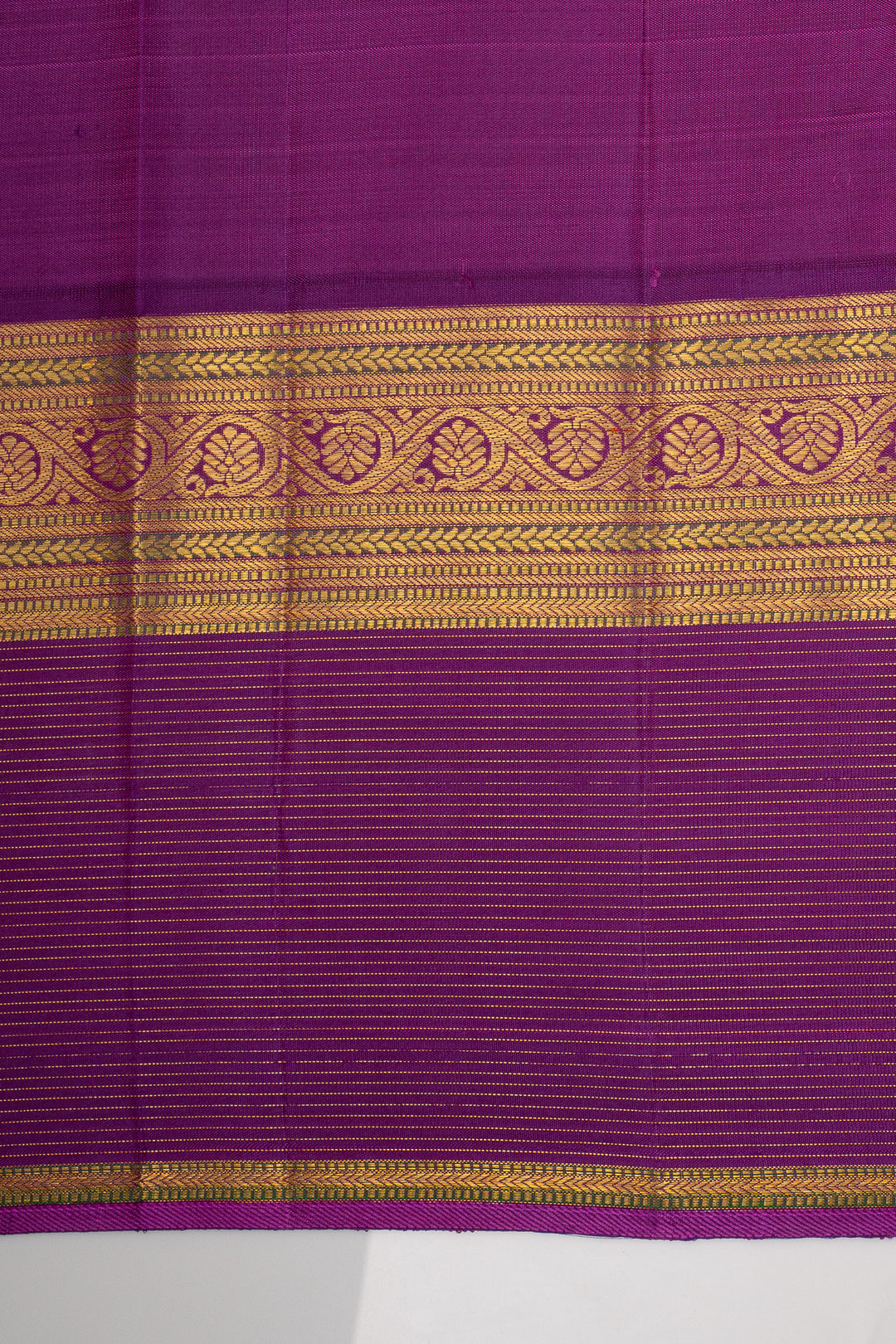 Rust Orange &amp; Jamun Vairaoosi Border Pure Kanchipuram Silk Saree