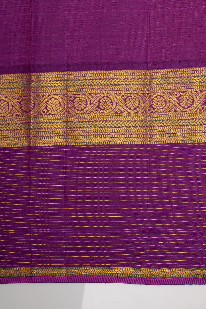 Rust Orange &amp; Jamun Vairaoosi Border Pure Kanchipuram Silk Saree