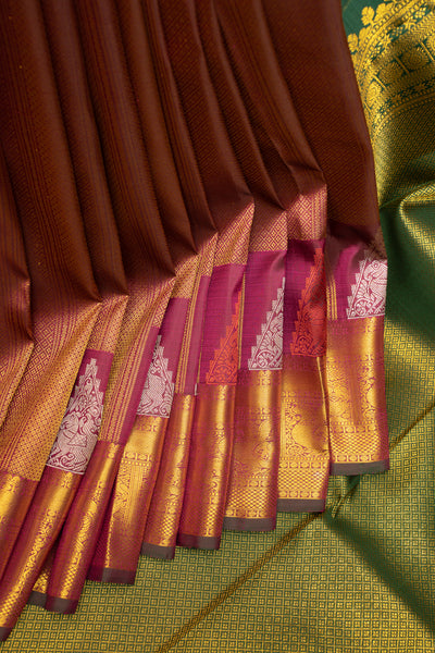 Maroon Brocade Pure Kanchipuram Silk Saree - Clio Silks