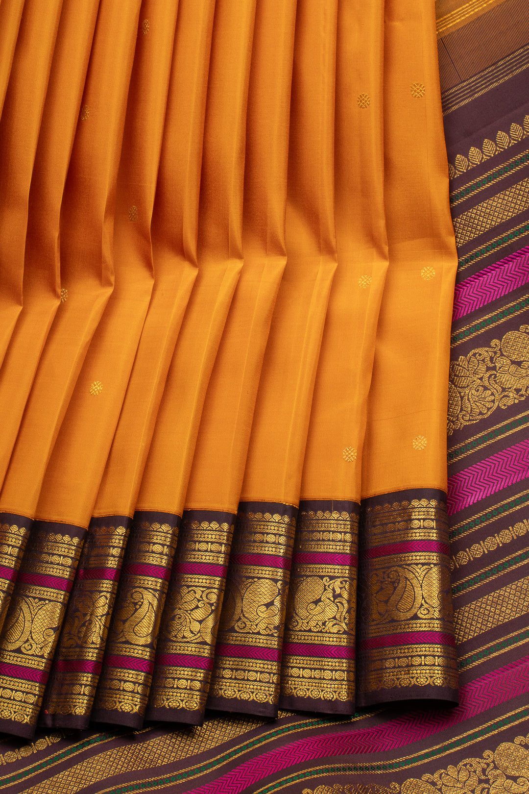 Mustard Traditional Pure Kanchipuram Silk Saree