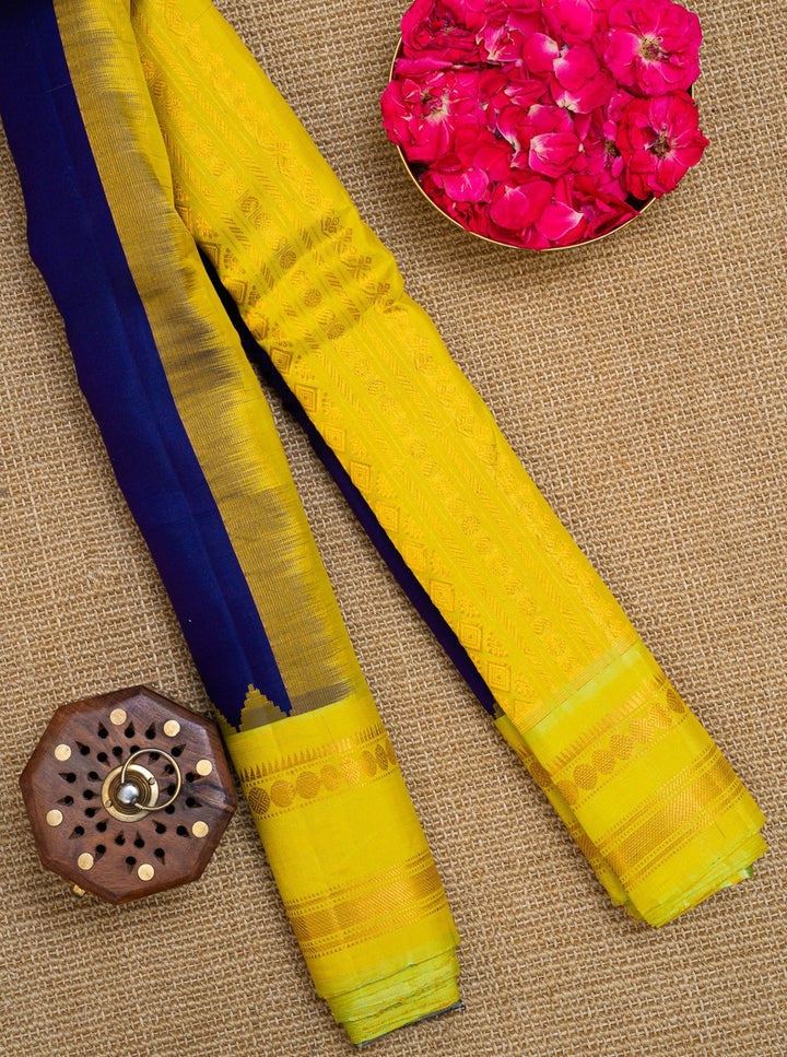 Ink Blue Pure Gadwal Silk Saree - Clio Silks