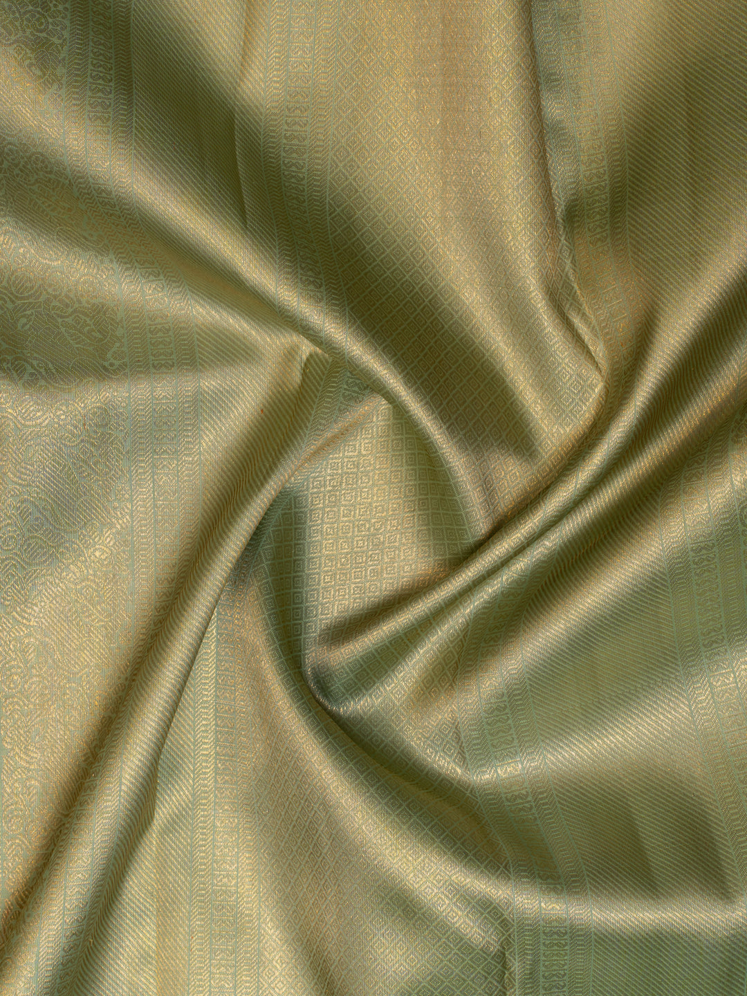 Seagram green zari checks pure Kanchipuram silk saree