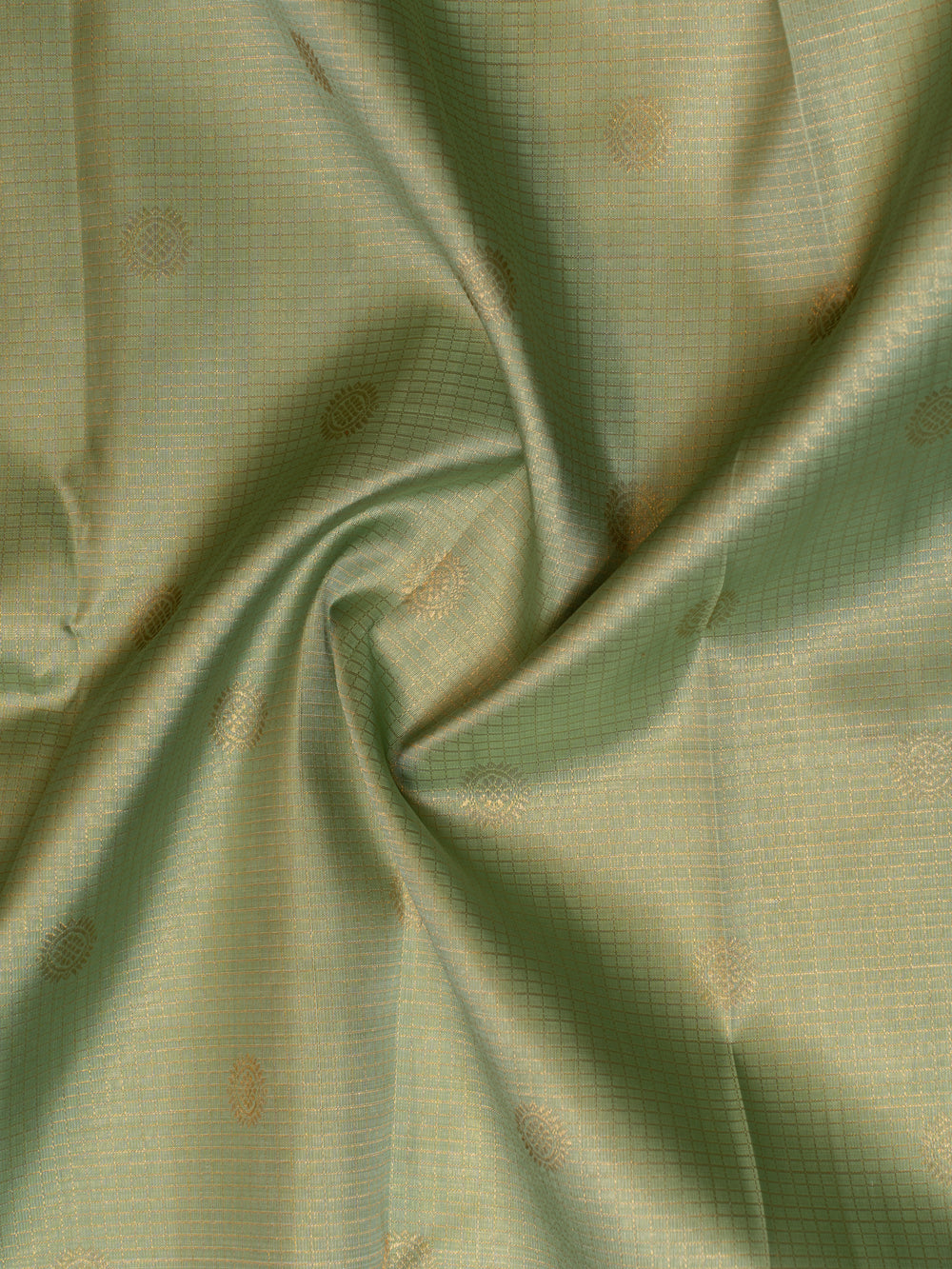 Seagram green zari checks pure Kanchipuram silk saree