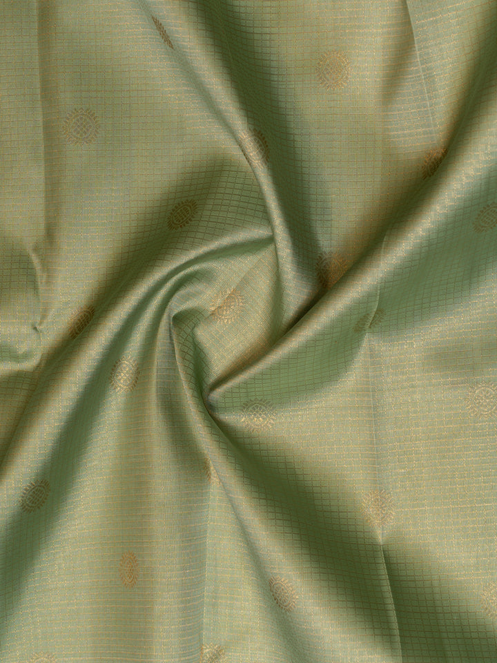 Seagram green zari checks pure Kanchipuram silk saree