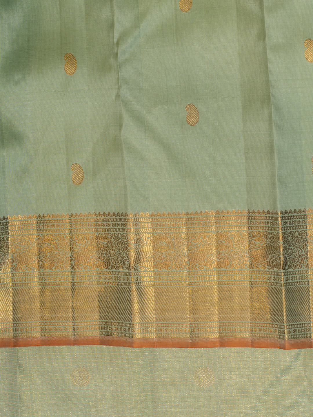 Seagram green zari checks pure Kanchipuram silk saree