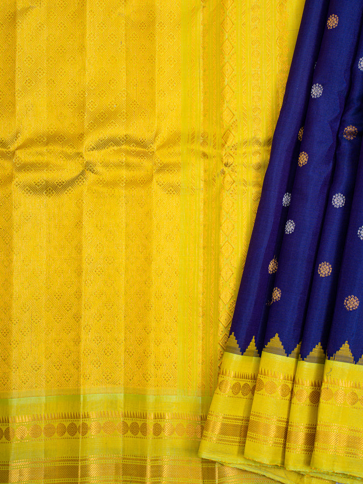Ink Blue Pure Gadwal Silk Saree - Clio Silks