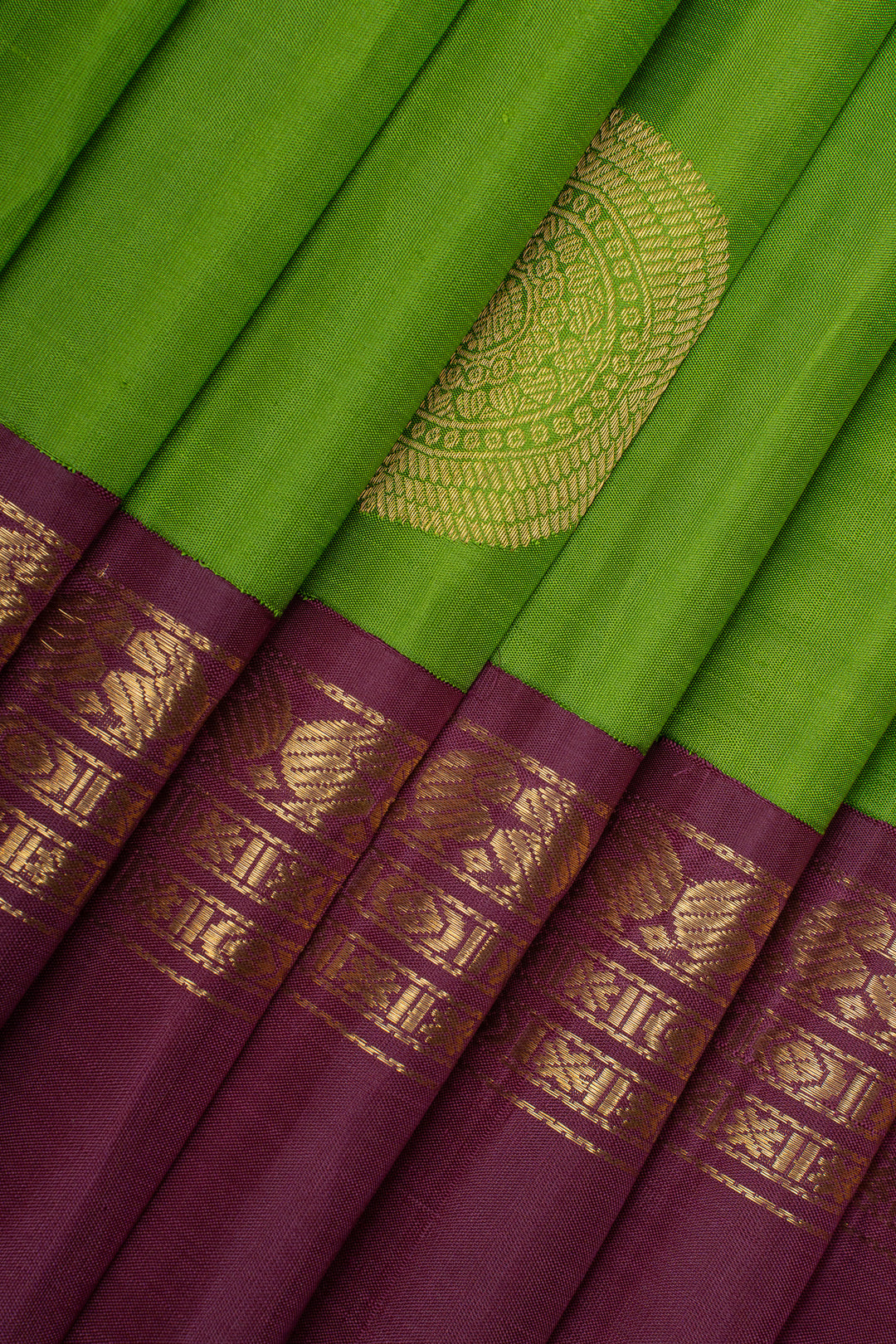 Sampanga green and purple traditional pure kanchipuram silk saree