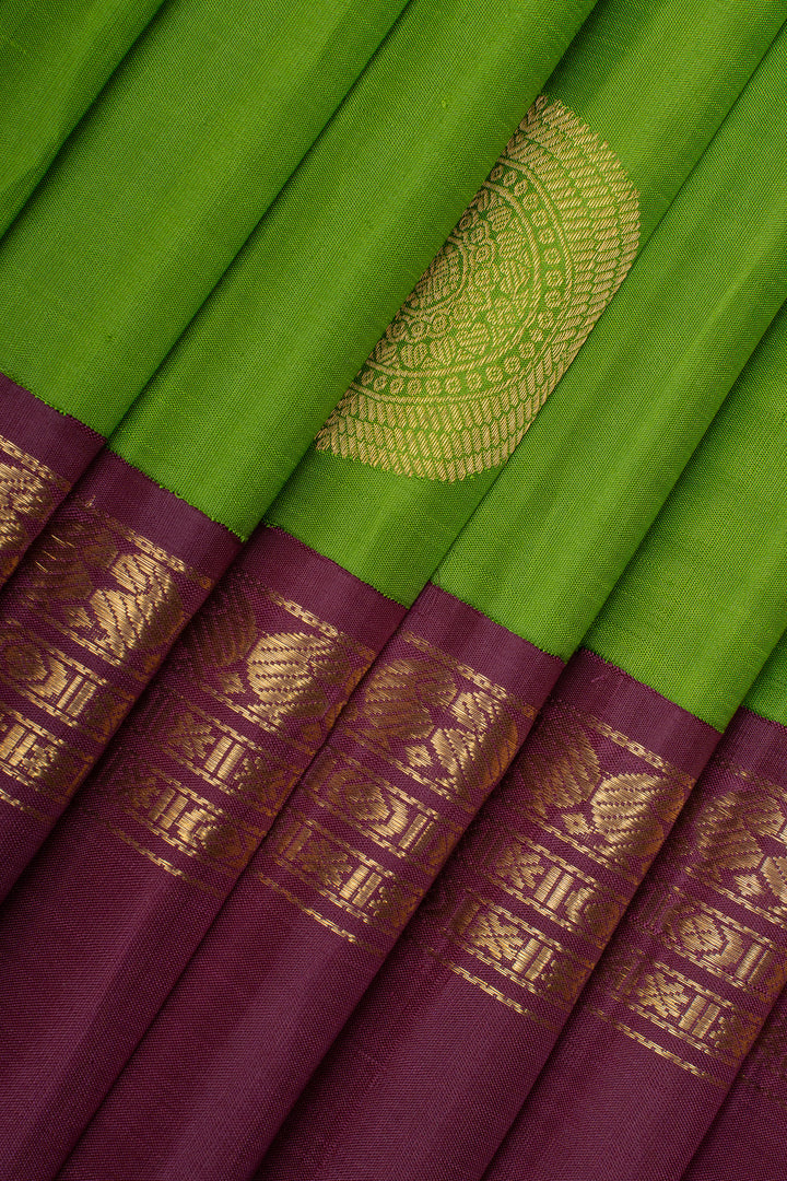 Sampanga green and purple traditional pure kanchipuram silk saree