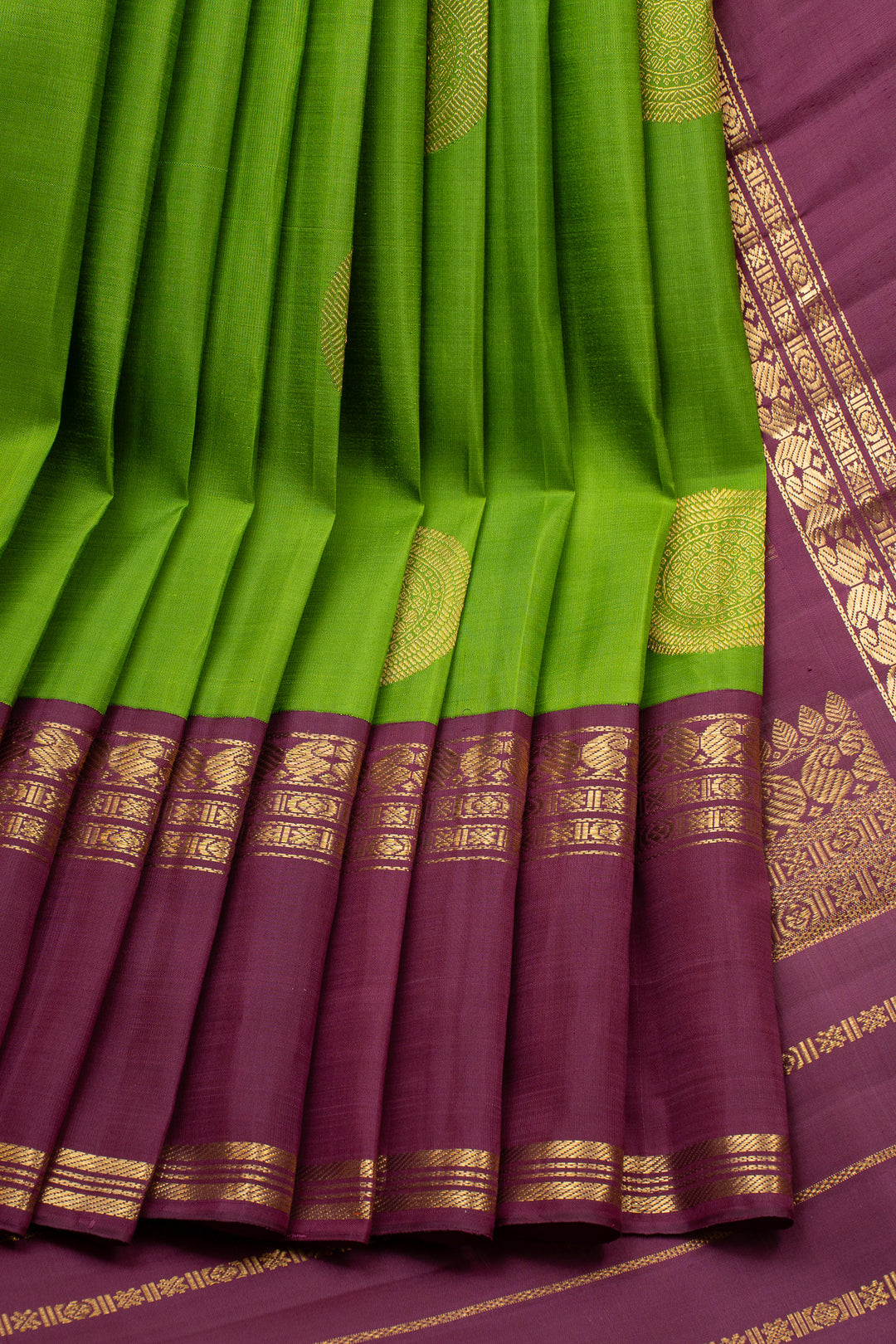Sampanga green and purple traditional pure kanchipuram silk saree