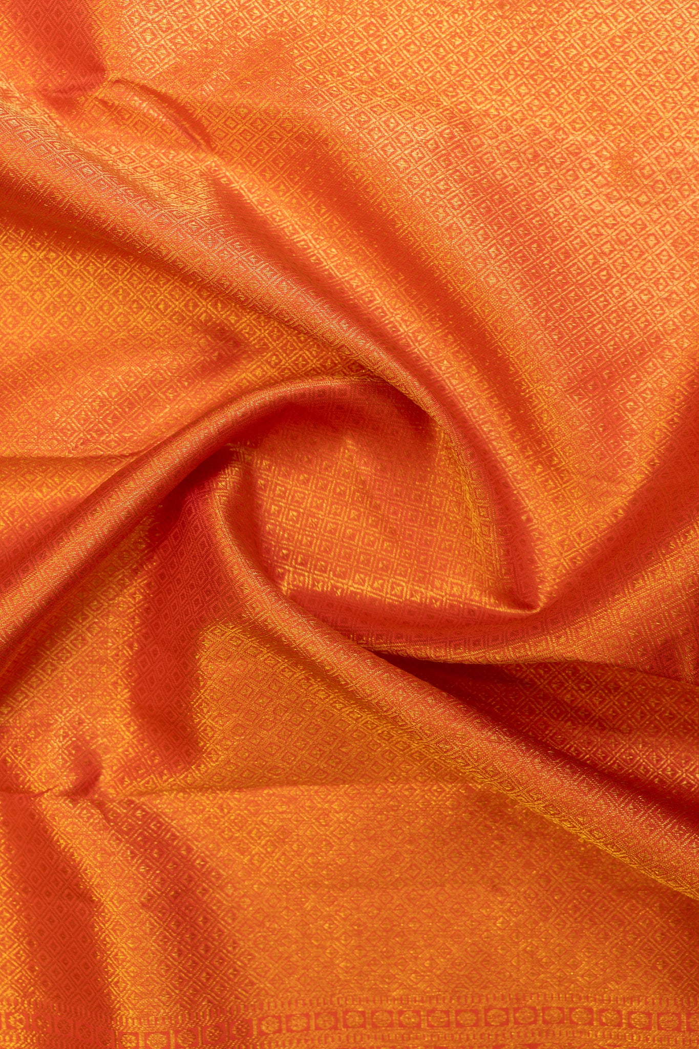 Leave green and peach traditional pure Kanchipuram silk saree