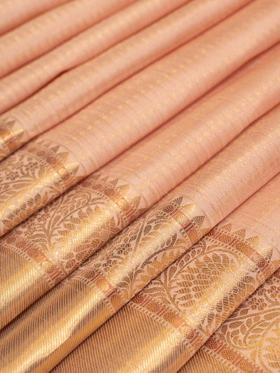 Pastel Pink Zari Checks Buttis Traditional Kanjivaram Silk Saree