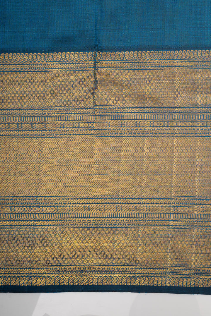 Peacock Blue Traditional Pure Kanchipuram Silk Saree