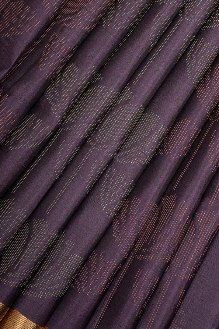 Purple Threadwork Pure Soft Silk Saree