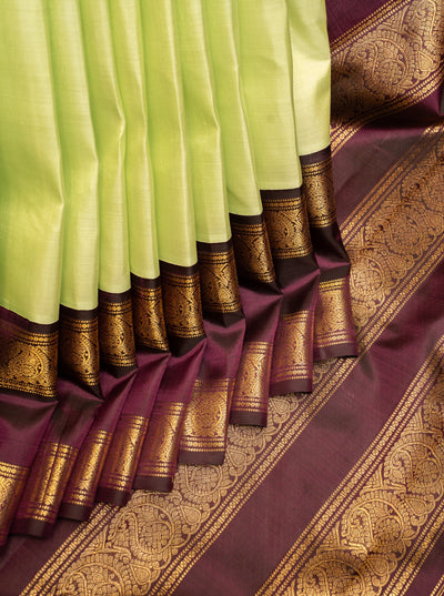 Mint Green and Jamun Purple Pure Kanchipuram Silk Saree - Clio Silks