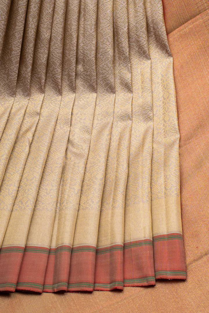 Champagne Gold Brocade Pure Kanchipuram Silk Saree