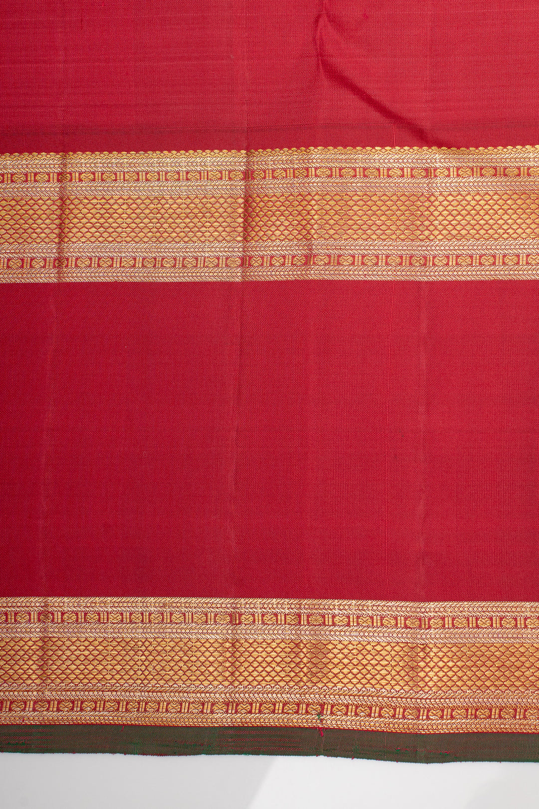 Pearl White and Red Zari Checks Pure Kanchipuram Silk Saree