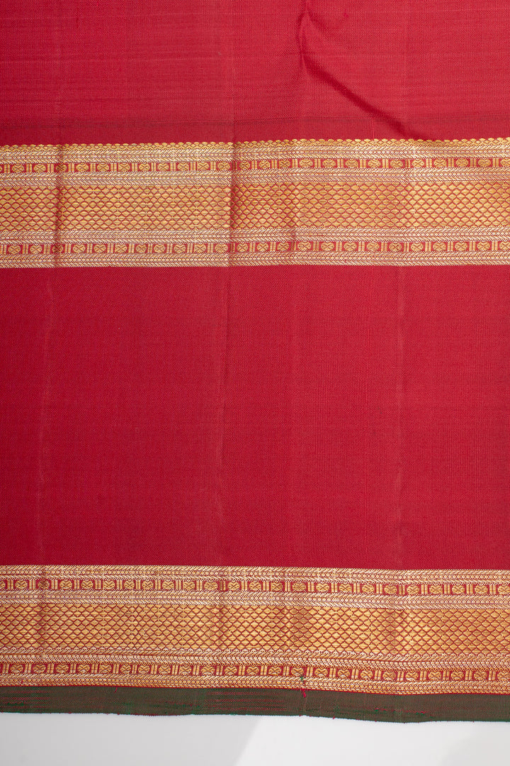 Pearl White and Red Zari Checks Pure Kanchipuram Silk Saree
