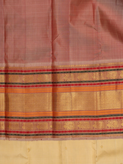 Bavarian Cream pure zari varisaipettu Kanchipuram silk saree