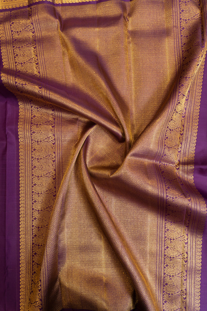 Dahlia purple rettai pettu pure zari Kanchipuram silk saree