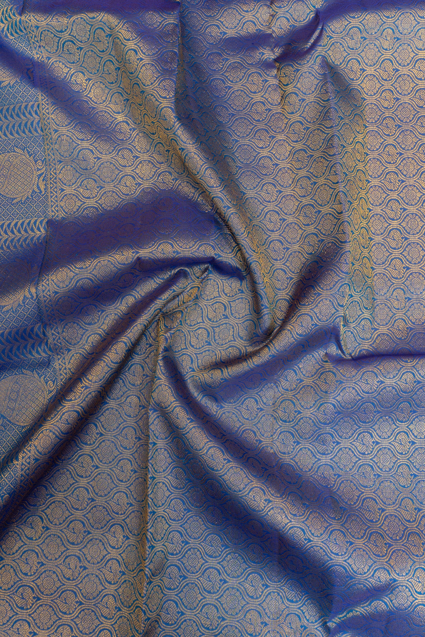 Peacock blue traditional pure Kanchipuram silk saree