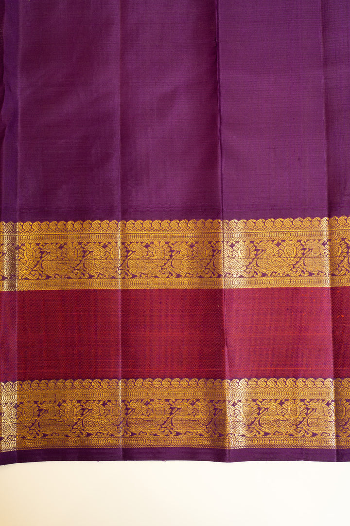 Dahlia purple rettai pettu pure zari Kanchipuram silk saree