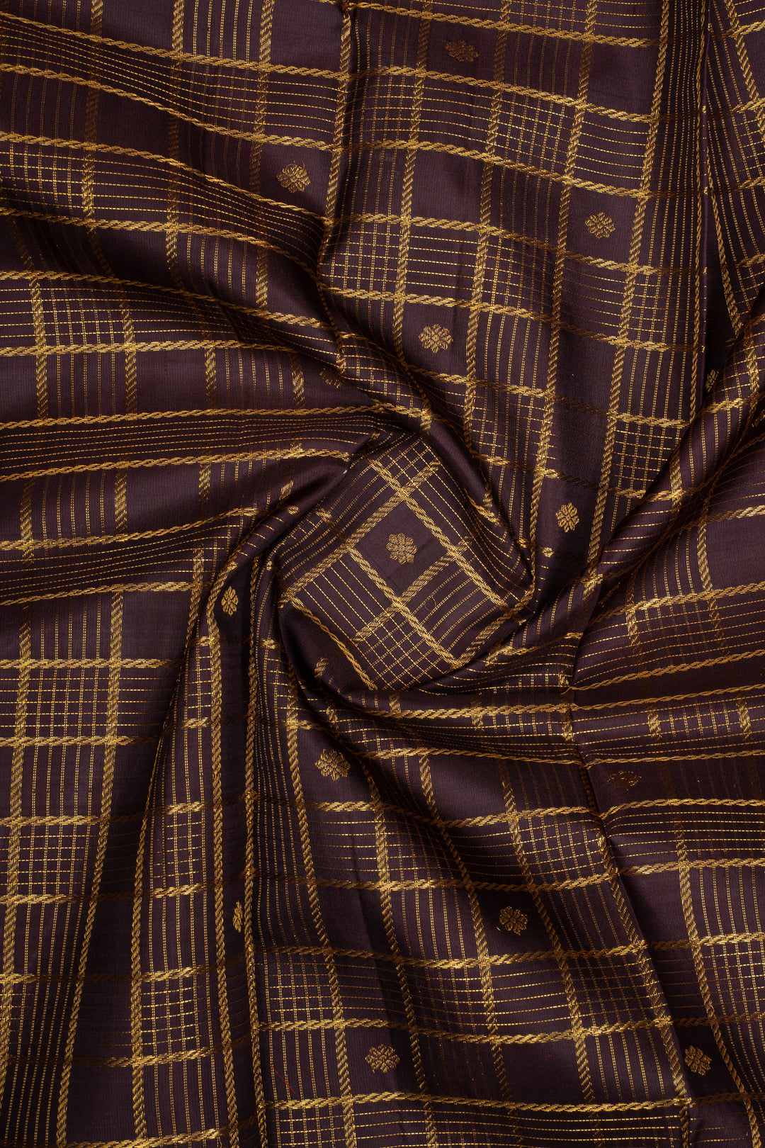 Purple Zari Checks Pure Kanchipuram Silk Saree