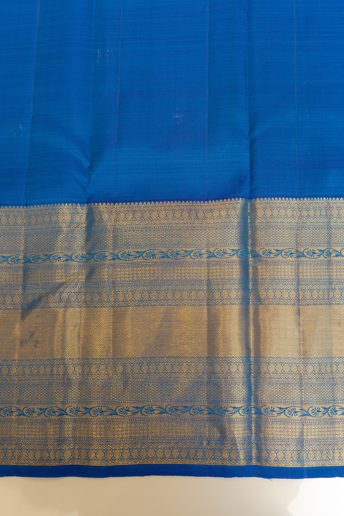 Peacock blue traditional pure Kanchipuram silk saree