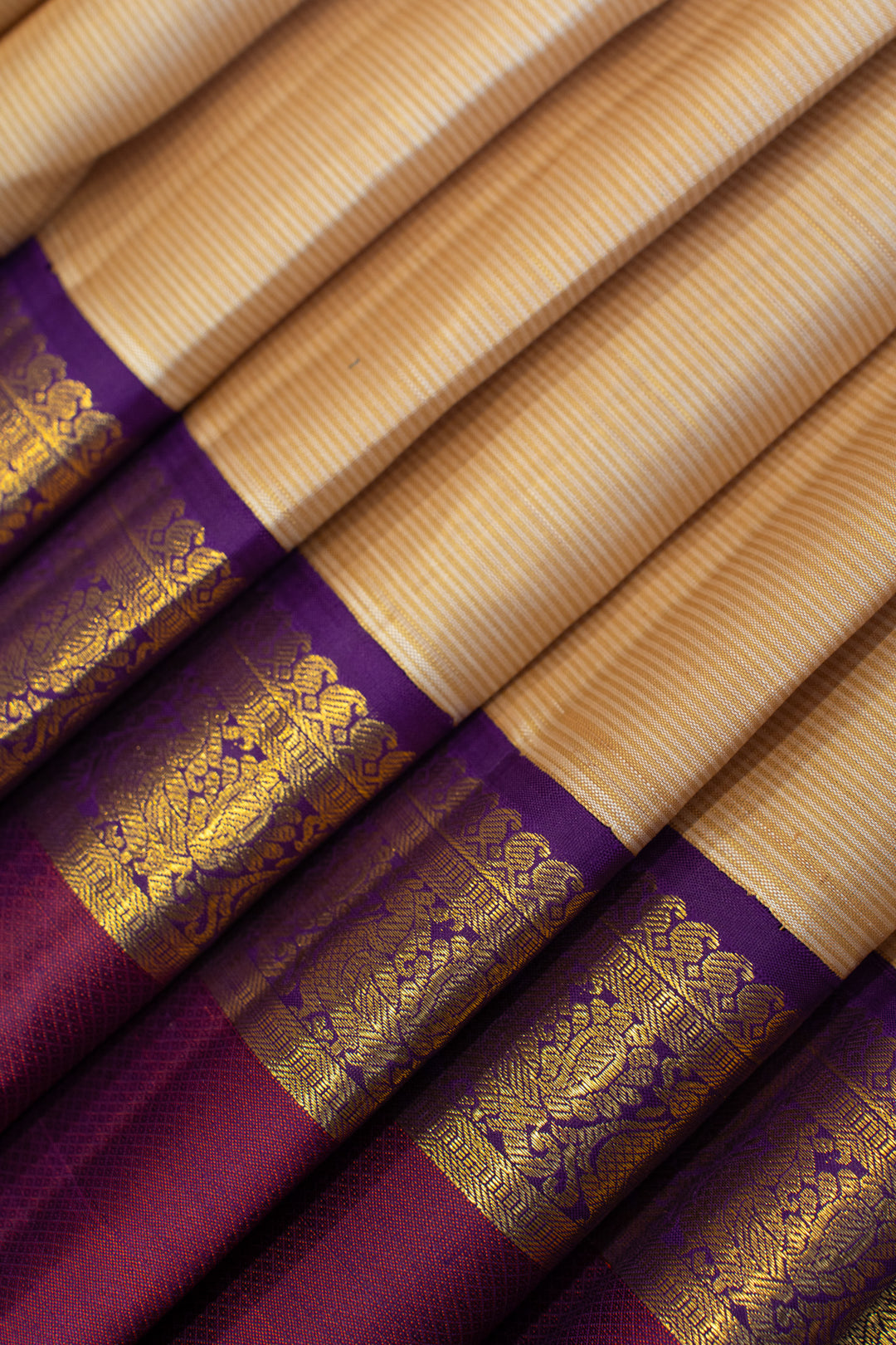 Dahlia purple rettai pettu pure zari Kanchipuram silk saree