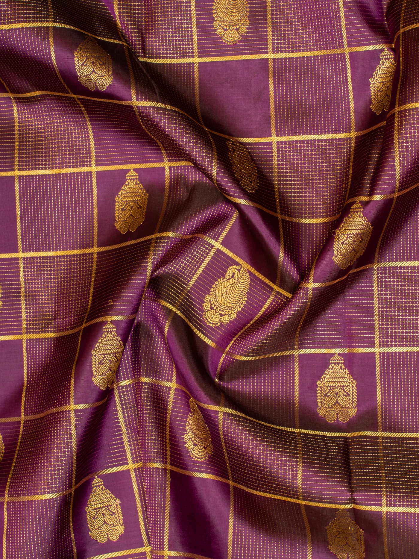 Aubergine purple pure Kanchipuram big border silk saree