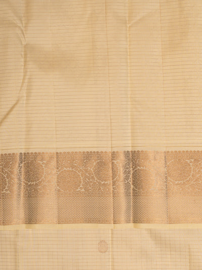 Off White Zari Checks Pure Traditional Kanjivaram Silk Saree