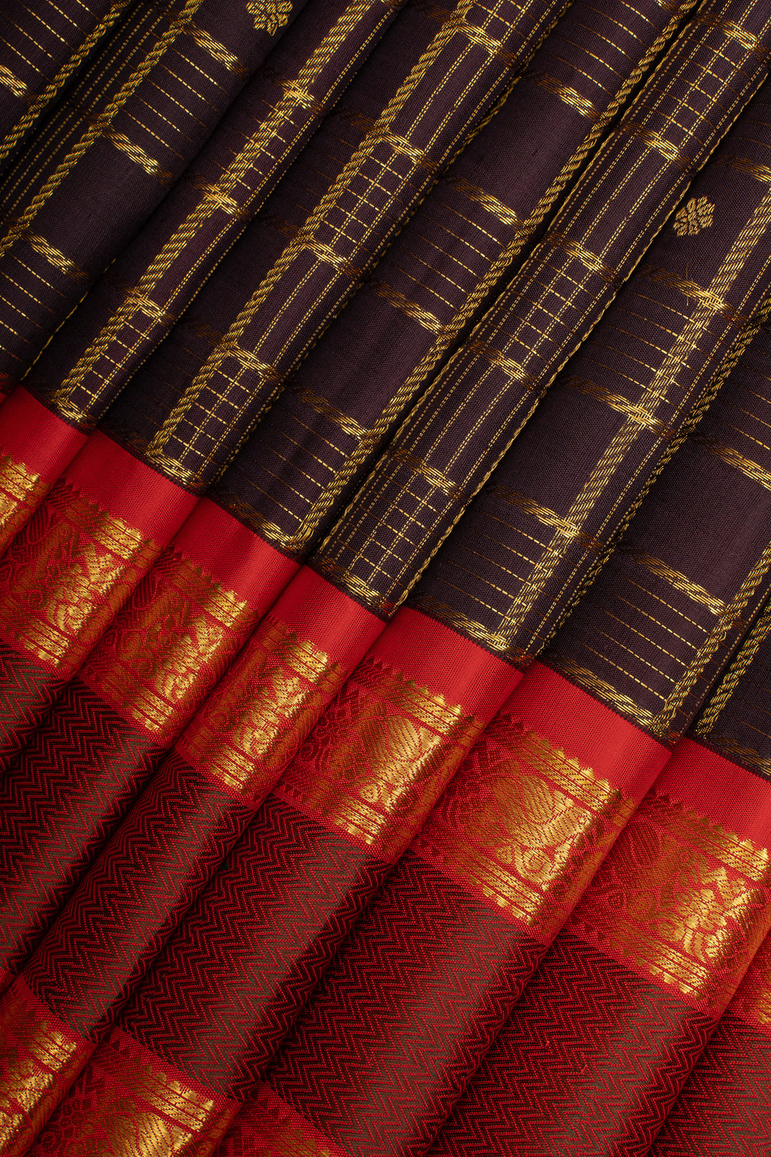 Purple Zari Checks Pure Kanchipuram Silk Saree