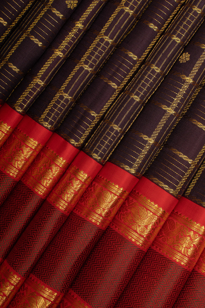 Purple Zari Checks Pure Kanchipuram Silk Saree
