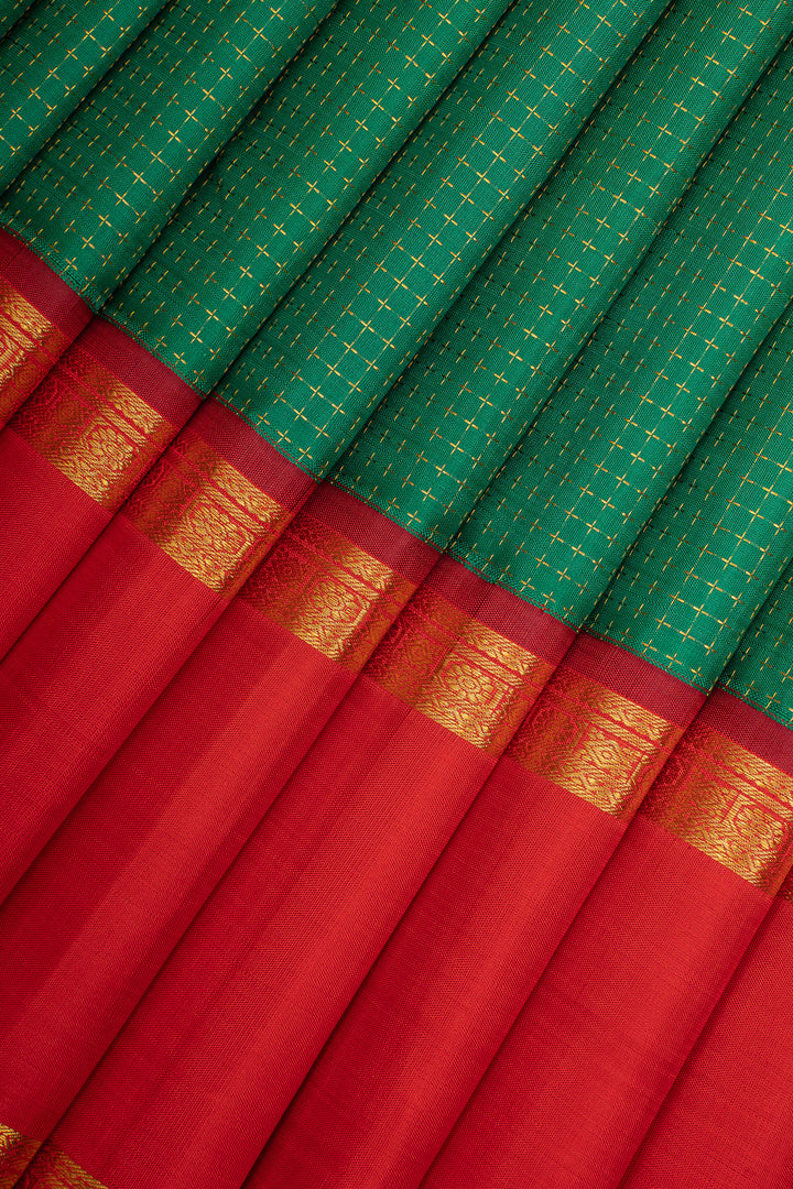 Emerald Green Plus Butta Veldhari Pure Kanchipuram Silk Saree