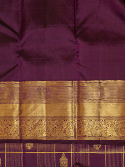 Aubergine purple pure Kanchipuram big border silk saree