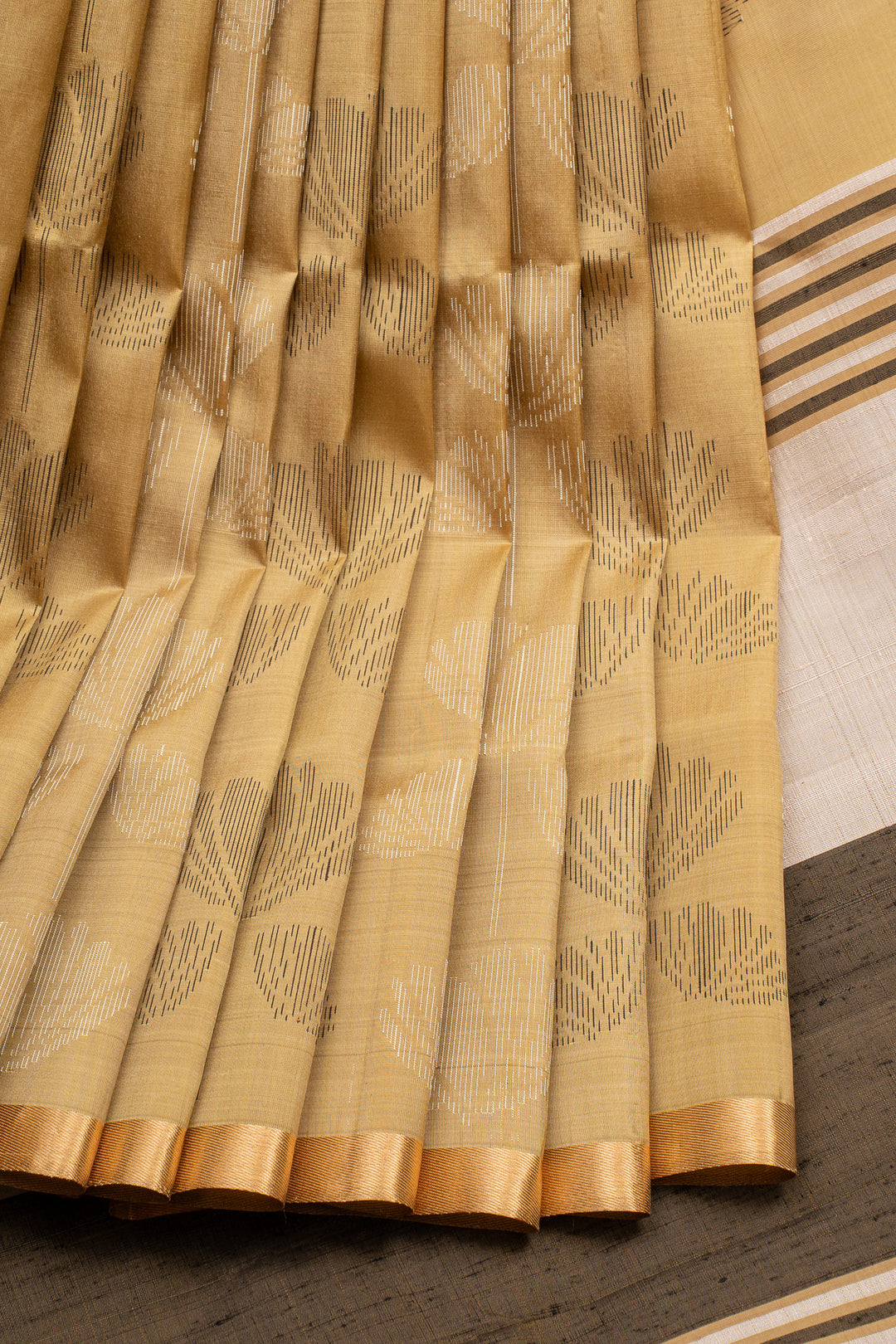 Beige Brocade Pure Soft Silk Saree