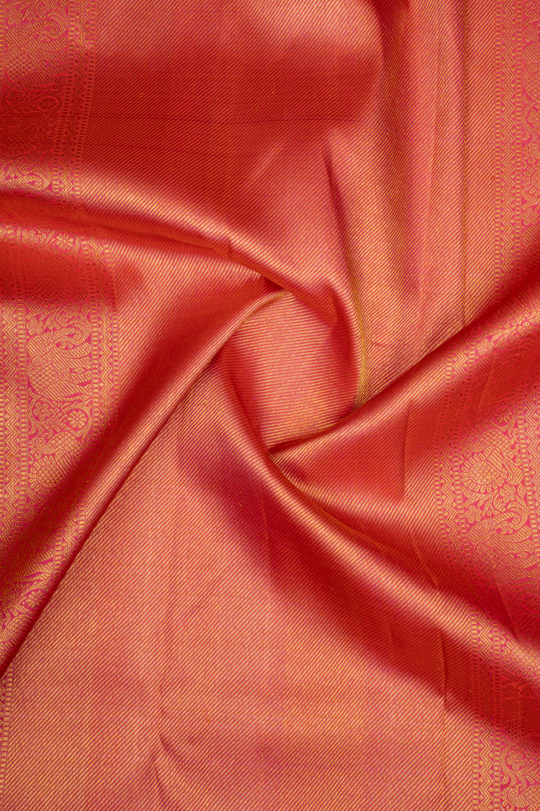 Yellow &amp; Pink Traditional Pure Kanchipuram Silk Saree