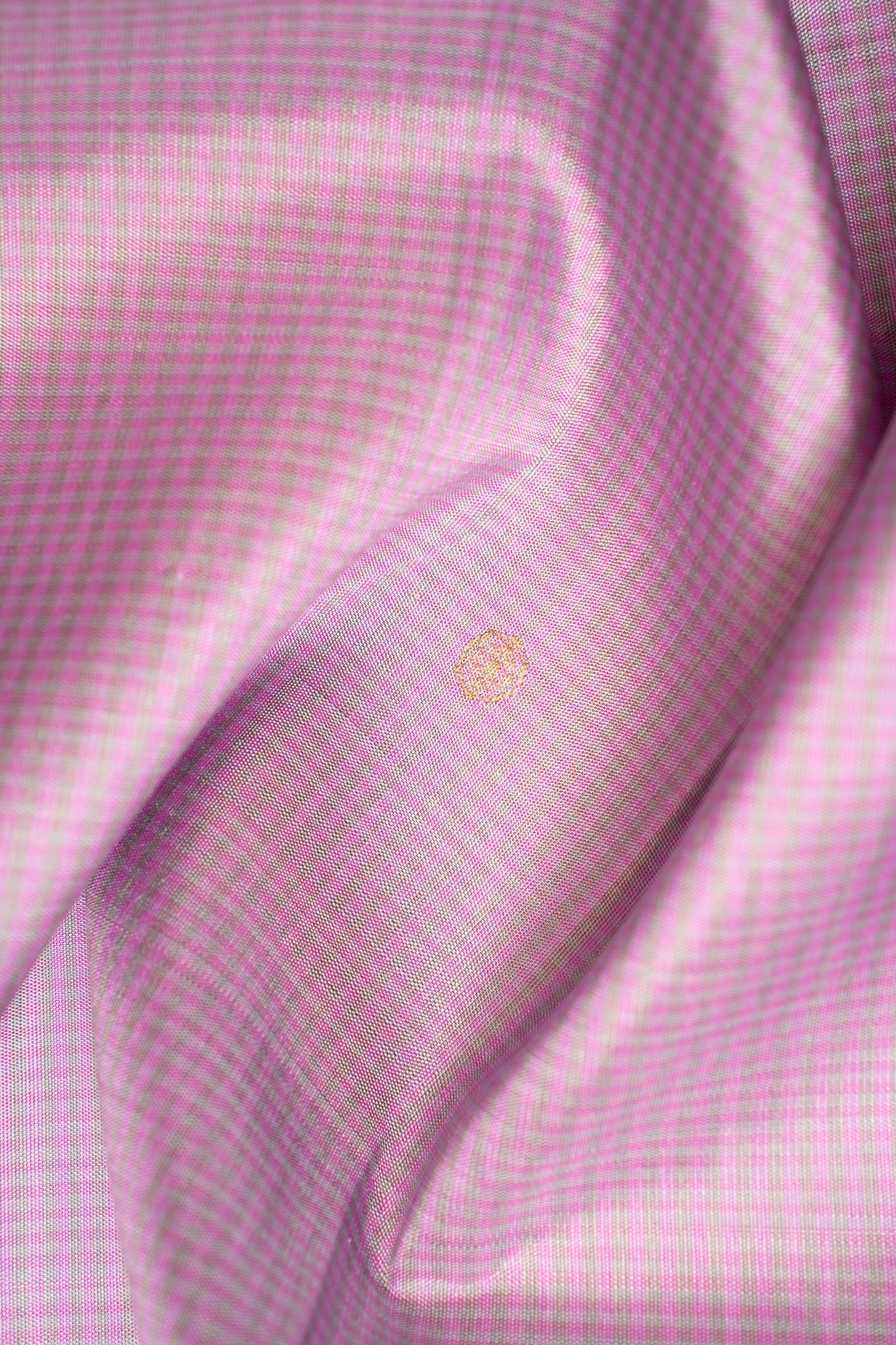 Lilac Checks Pure Zari Kanchipuram Silk Saree - Clio Silks