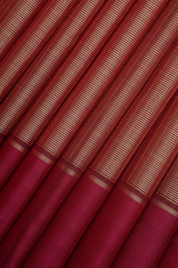 Maroon Stripes Pure Kanchipuram Silk Saree