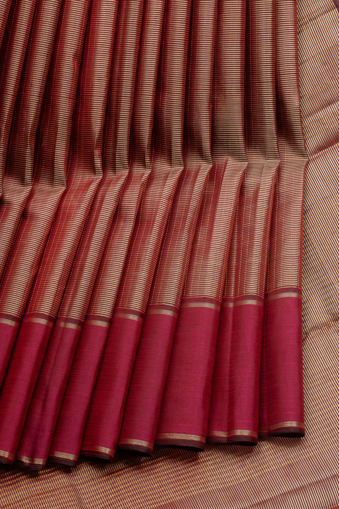 Maroon Stripes Pure Kanchipuram Silk Saree