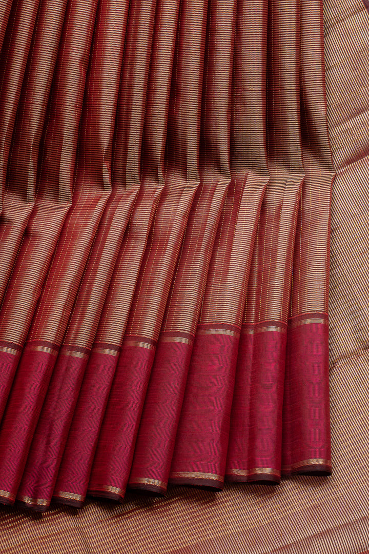 Maroon Stripes Pure Kanchipuram Silk Saree