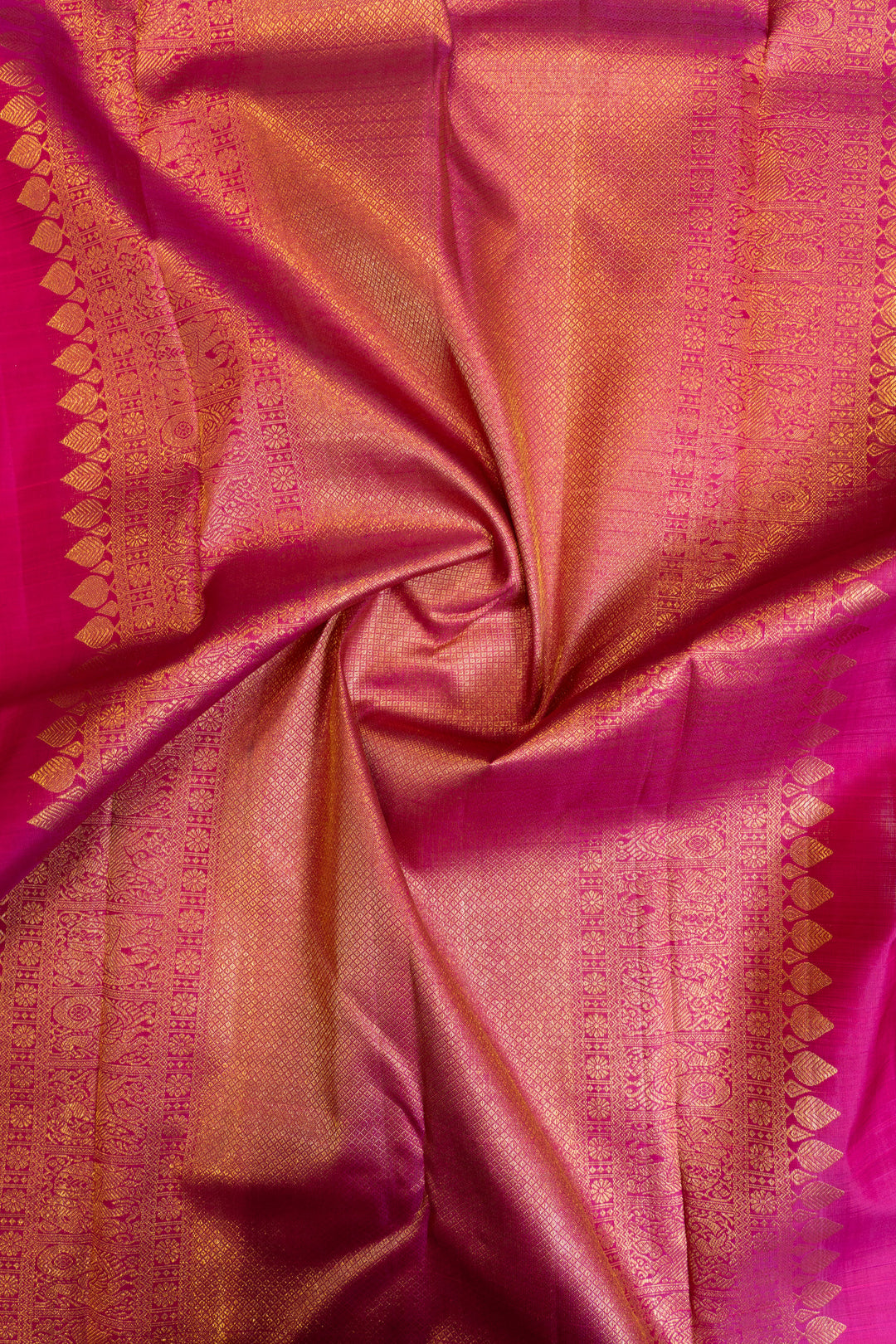 Magenta checks rettai pettu pure zari Kanchipuram silk saree