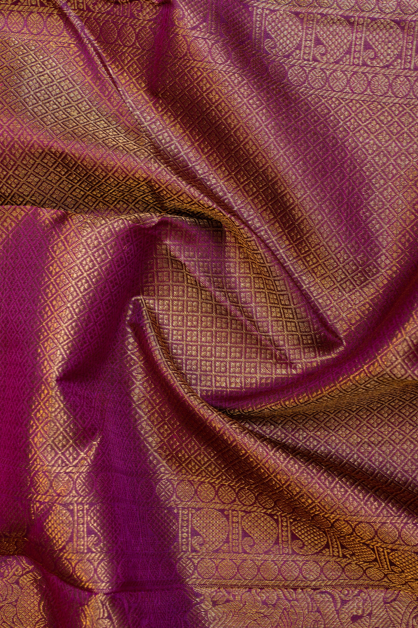 Basil green and magenta pure Kanchipuram silk saree