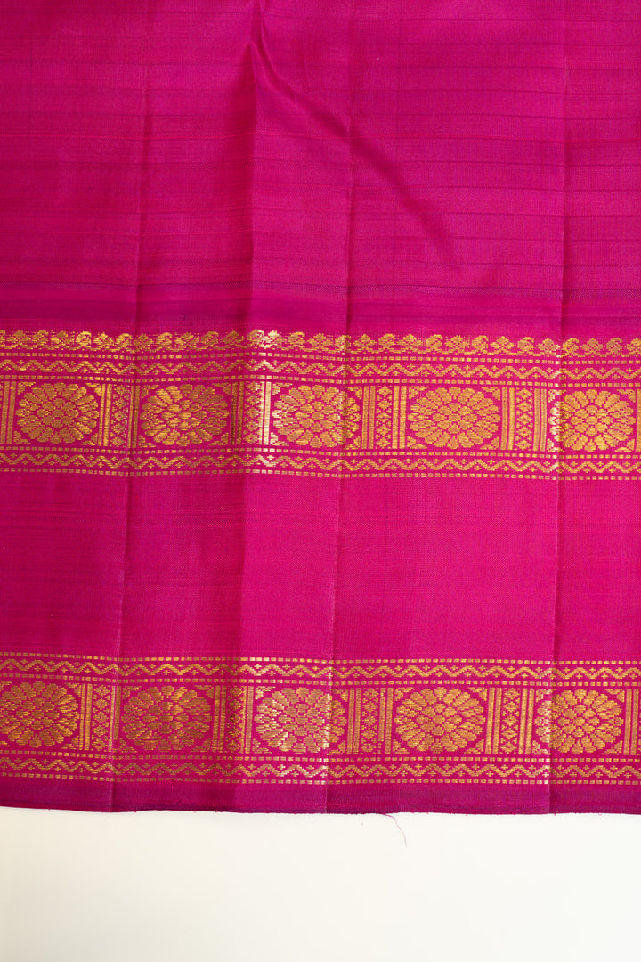 Magenta checks rettai pettu pure zari Kanchipuram silk saree