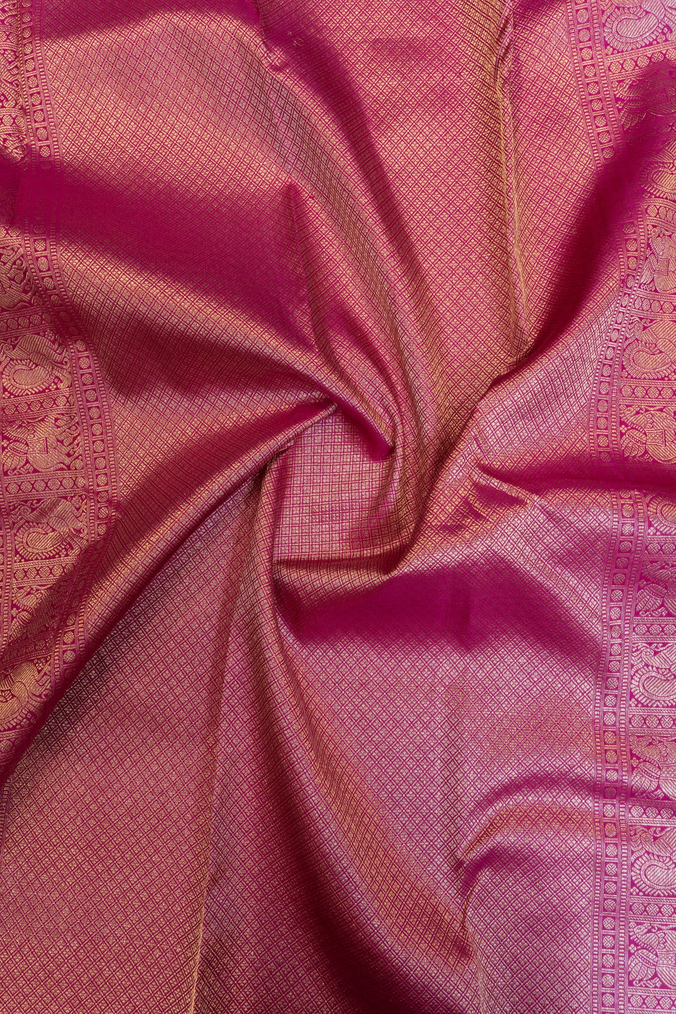 Rani pink paisley motifs pure Kanchipuram silk saree