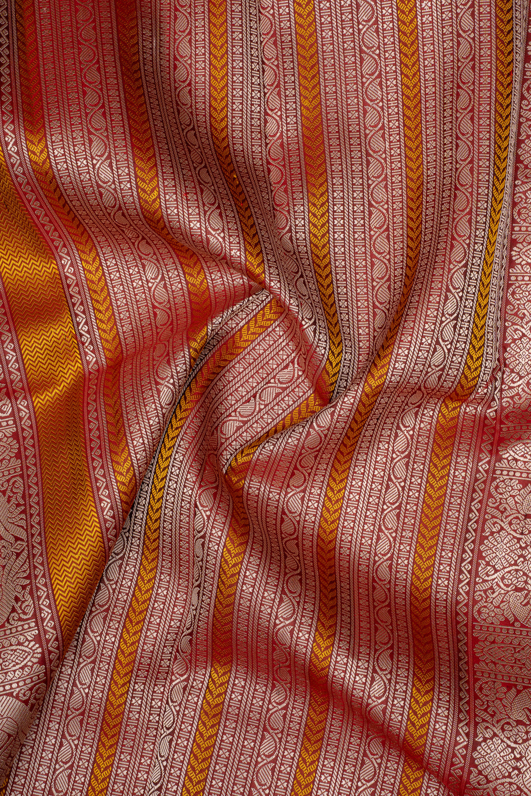 Grey &amp; Maroon Threadwork Pure Kanchipuram Silk Saree