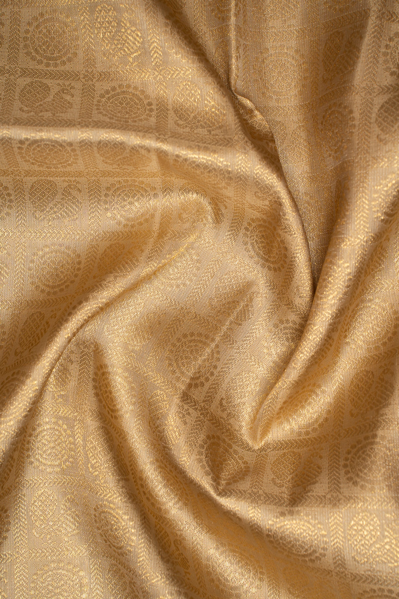 Champagne Gold Brocade Pure Kanchipuram Silk Saree - Clio Silks