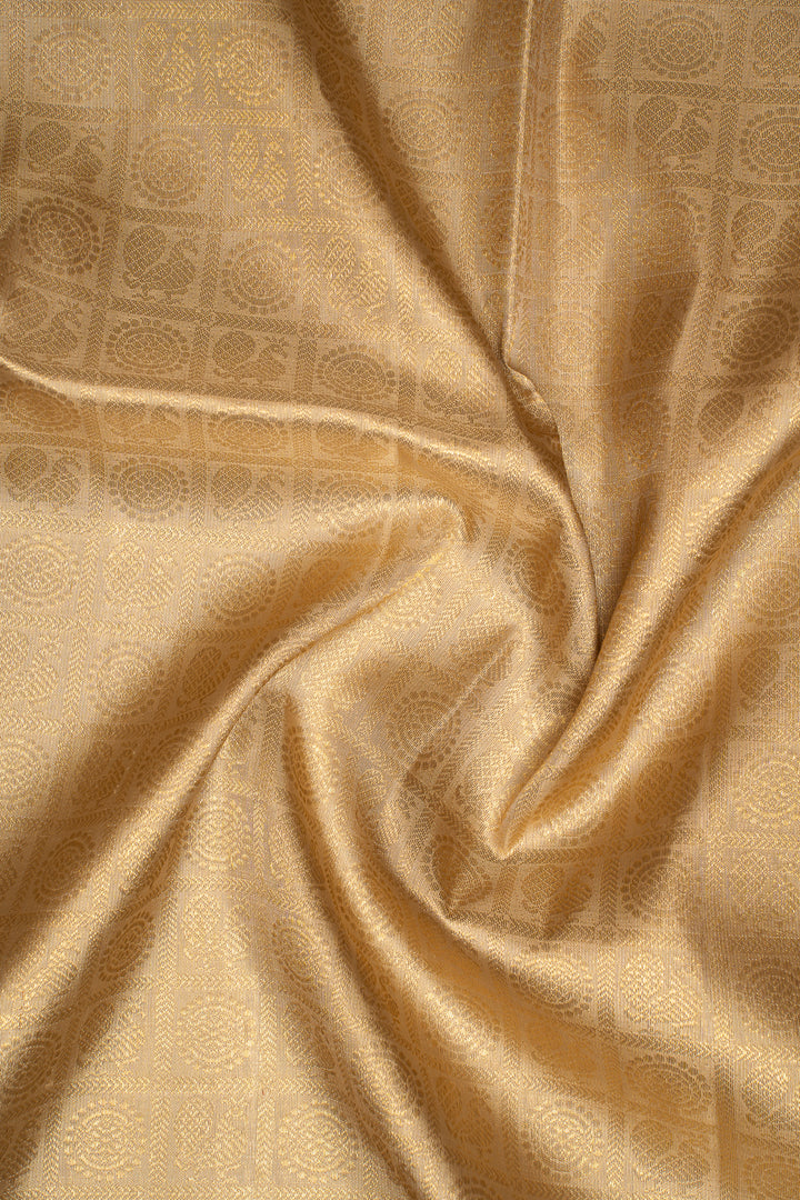 Champagne Gold Brocade Pure Kanchipuram Silk Saree - Clio Silks