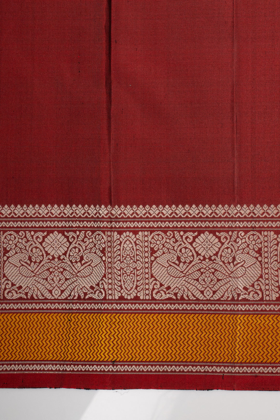 Grey &amp; Maroon Threadwork Pure Kanchipuram Silk Saree