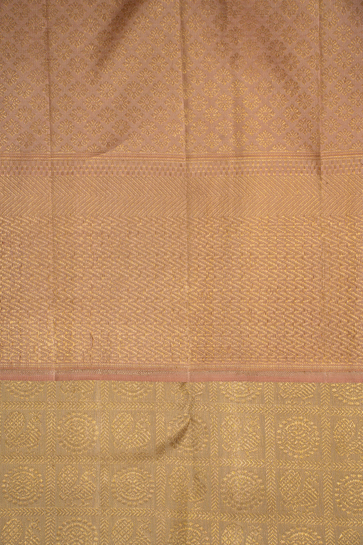 Champagne Gold Brocade Pure Kanchipuram Silk Saree - Clio Silks