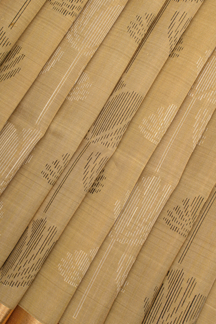 Beige Threadwork Pure Soft Silk Saree